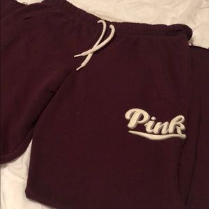 VS Pink burgundy loose fit sweatpants